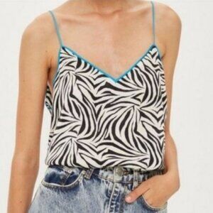 NWT Topshop Zebra spaghetti strap V-neck top size 6 (65)